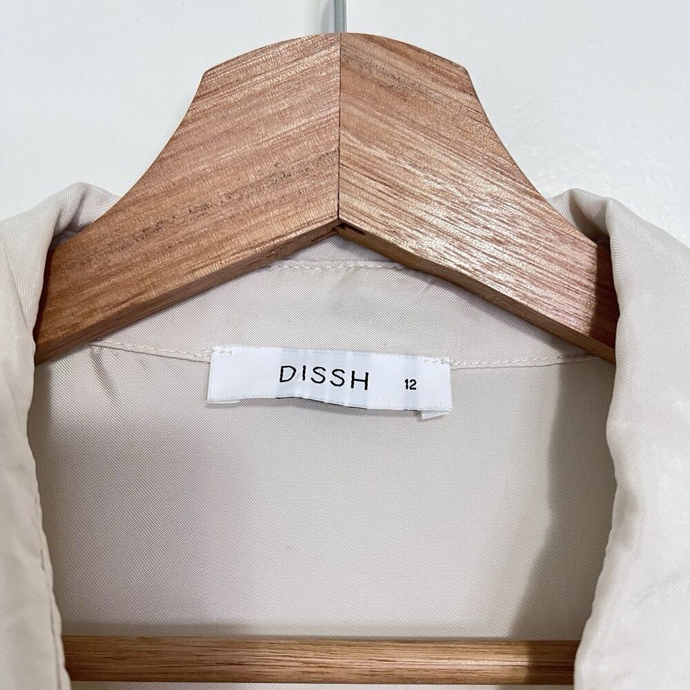Dissh Oversized Satin Like Button Up Shirt Cream AU 12 US 8 Cupro Blend Neutral - Picture 4 of 12